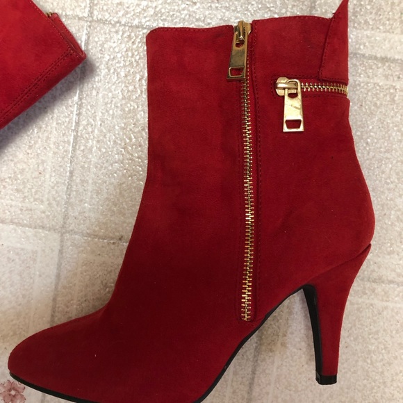 Like 🆕Bellini red suede feel Sz8M Claudia style 3 inch heel 8 inch boot length - Picture 13 of 17